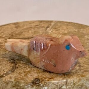 Zuni Carved Bird Fetish Bead Drilled Stone Native American Animal Carving VTG 1"